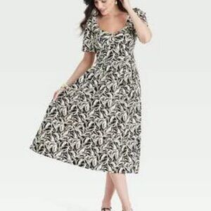 a new day Black and White Midi Dress